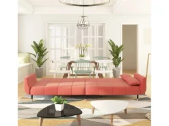 Sale Sofá-cama 2 lugares com duas almofadas veludo PT323869 Rosa