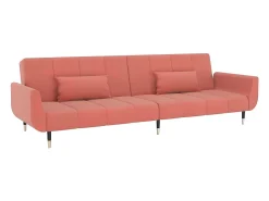 Sale Sofá-cama 2 lugares com duas almofadas veludo PT323869 Rosa