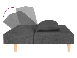 Sofá*vidaxl Sofá-cama 2 lugares com duas almofadas tecido -escuro Cinzento