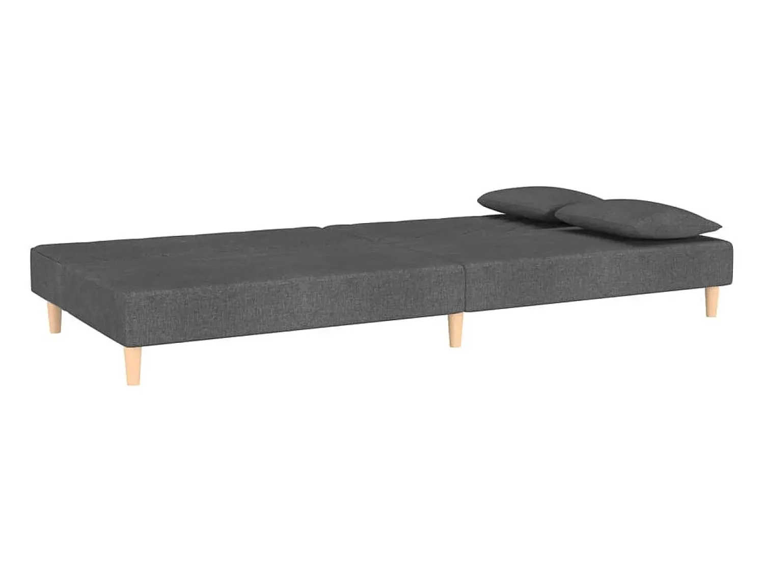 Sofá*vidaxl Sofá-cama 2 lugares com duas almofadas tecido -escuro Cinzento