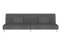 Sofá*vidaxl Sofá-cama 2 lugares com duas almofadas tecido -escuro Cinzento