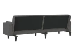 Online vidaxl Sofá-cama 2 lugares com duas almofadas tecido -escuro Cinzento