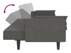 Online vidaxl Sofá-cama 2 lugares com duas almofadas tecido -escuro Cinzento