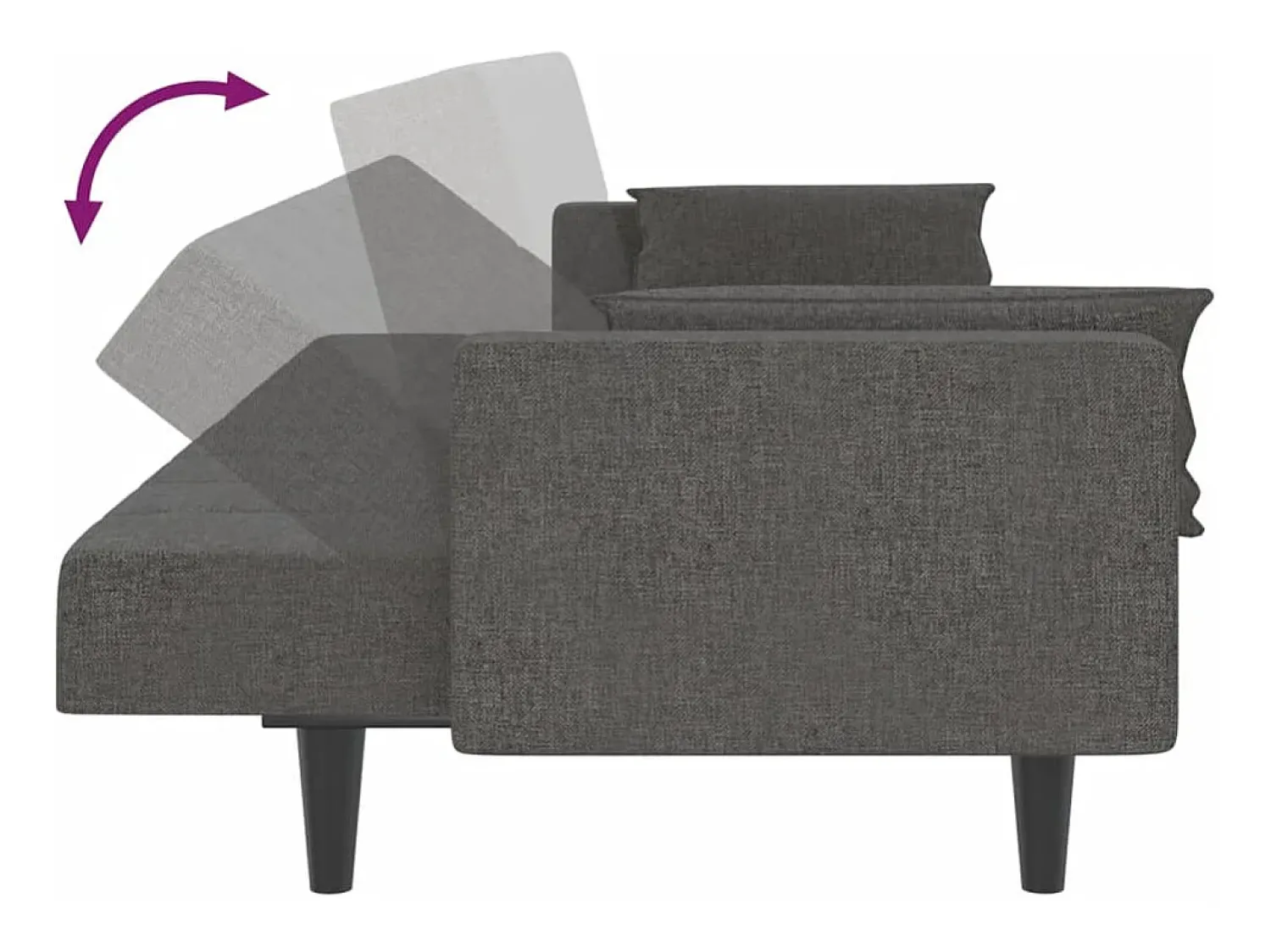 Online vidaxl Sofá-cama 2 lugares com duas almofadas tecido -escuro Cinzento