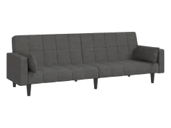 Online vidaxl Sofá-cama 2 lugares com duas almofadas tecido -escuro Cinzento