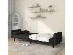 Sofá* Sofá-cama 2 lugares com duas almofadas tecido PT215188 Preto