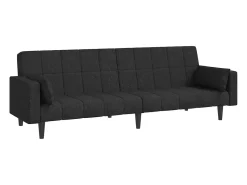 Sofá* Sofá-cama 2 lugares com duas almofadas tecido PT215188 Preto