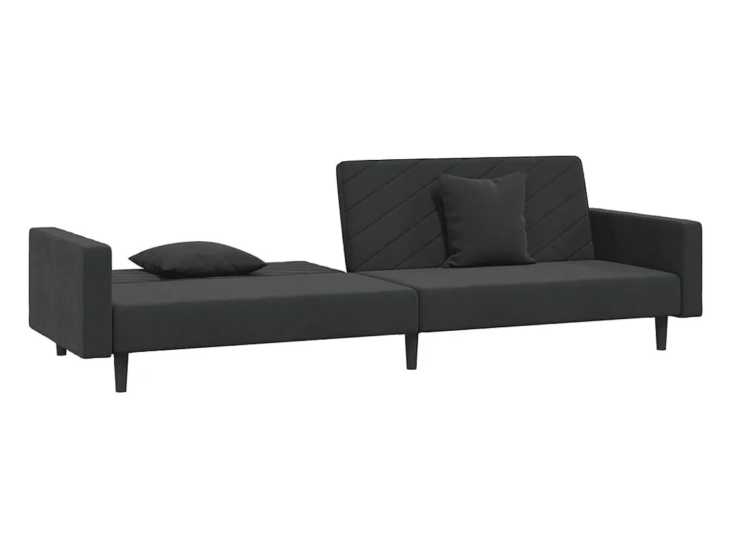 Sofá* Sofá-cama 2 lugares com duas almofadas veludo PT535828 Preto