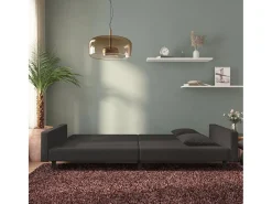 Sofá* Sofá-cama 2 lugares com duas almofadas veludo PT535828 Preto