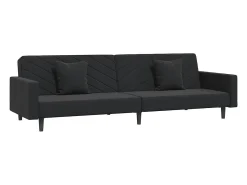 Sofá* Sofá-cama 2 lugares com duas almofadas veludo PT535828 Preto