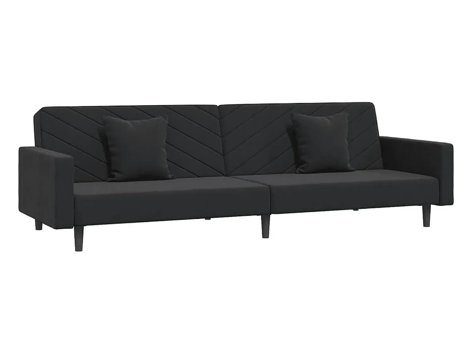 Sofá* Sofá-cama 2 lugares com duas almofadas veludo PT535828 Preto