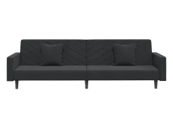 Sofá* Sofá-cama 2 lugares com duas almofadas veludo PT535828 Preto