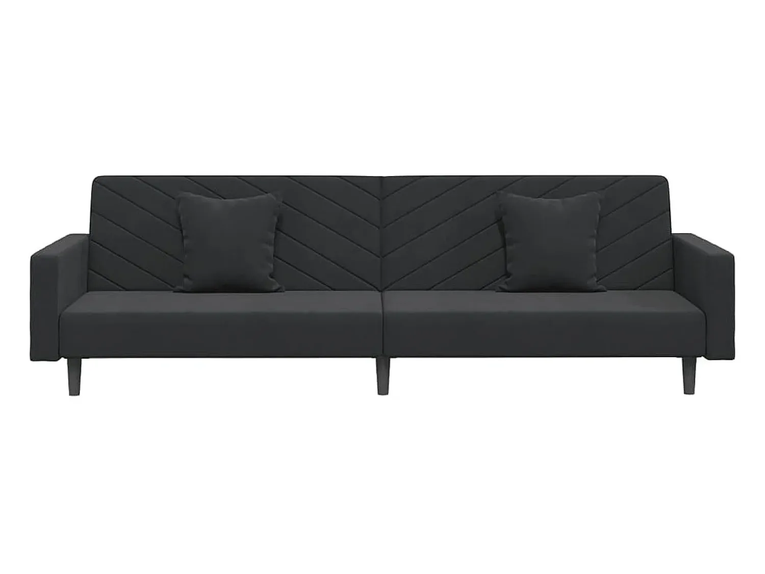 Sofá* Sofá-cama 2 lugares com duas almofadas veludo PT535828 Preto