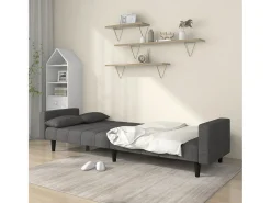 Sofá-cama 2 lugares com duas almofadas tecido -escuro PT467038^ Sofá