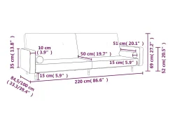 vidaxl Sofá-cama 2 lugares com duas almofadas veludo^ Sofá