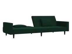 Sofá* Sofá-cama 2 lugares com duas almofadas veludo -escuro PT525331 Verde