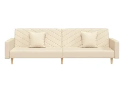 Sofá| Sofá-cama 2 lugares com duas almofadas tecido cor PT932379 Creme