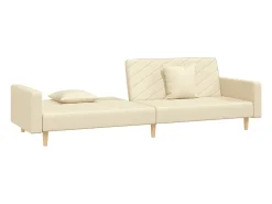 Sofá| Sofá-cama 2 lugares com duas almofadas tecido cor PT932379 Creme