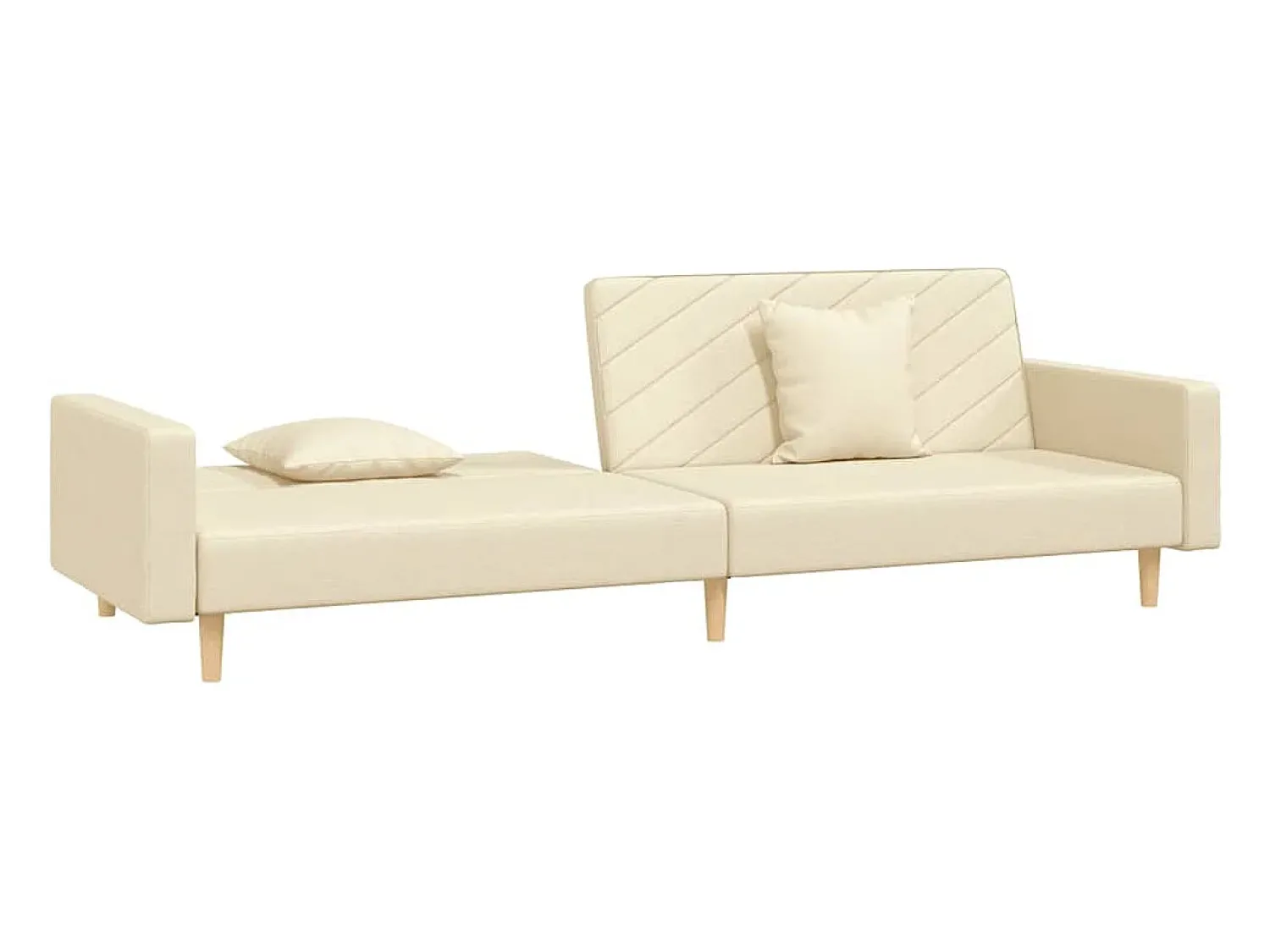 Sofá| Sofá-cama 2 lugares com duas almofadas tecido cor PT932379 Creme