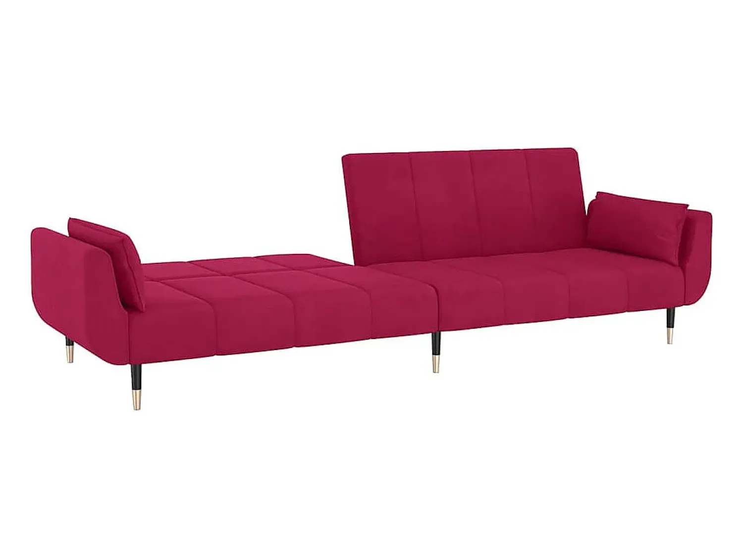 Sofá*vidaxl Sofá-cama 2 lugares com duas almofadas veludo tinto Vermelho