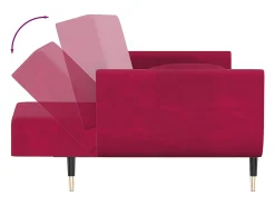 Sofá*vidaxl Sofá-cama 2 lugares com duas almofadas veludo tinto Vermelho