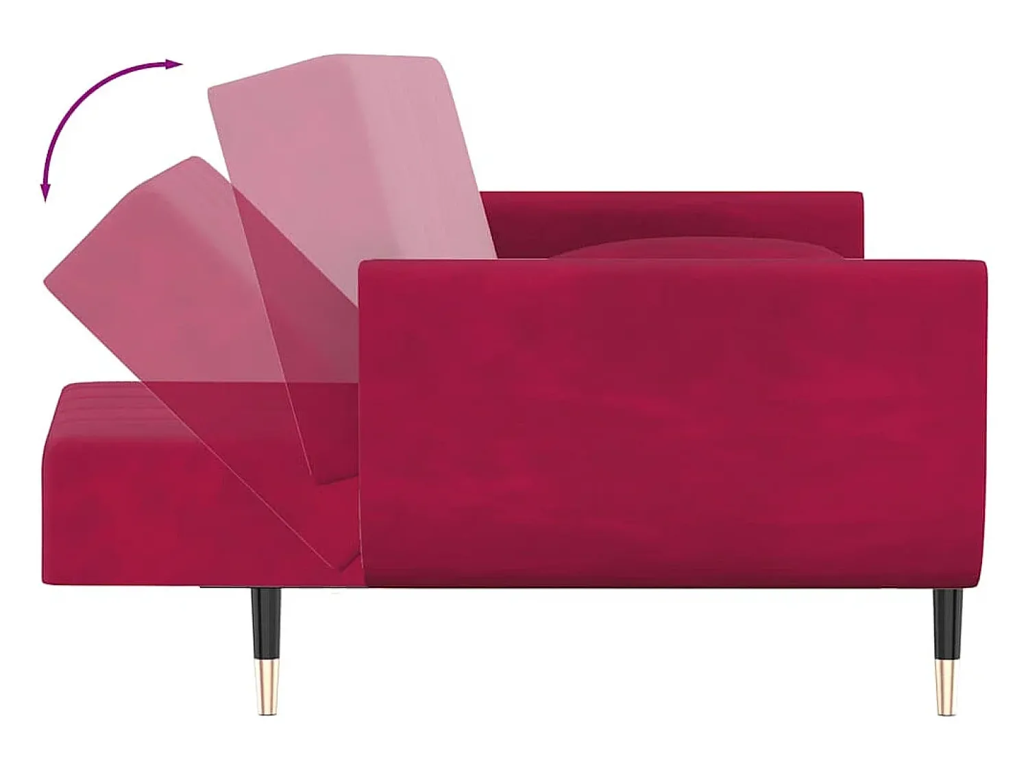 Sofá*vidaxl Sofá-cama 2 lugares com duas almofadas veludo tinto Vermelho