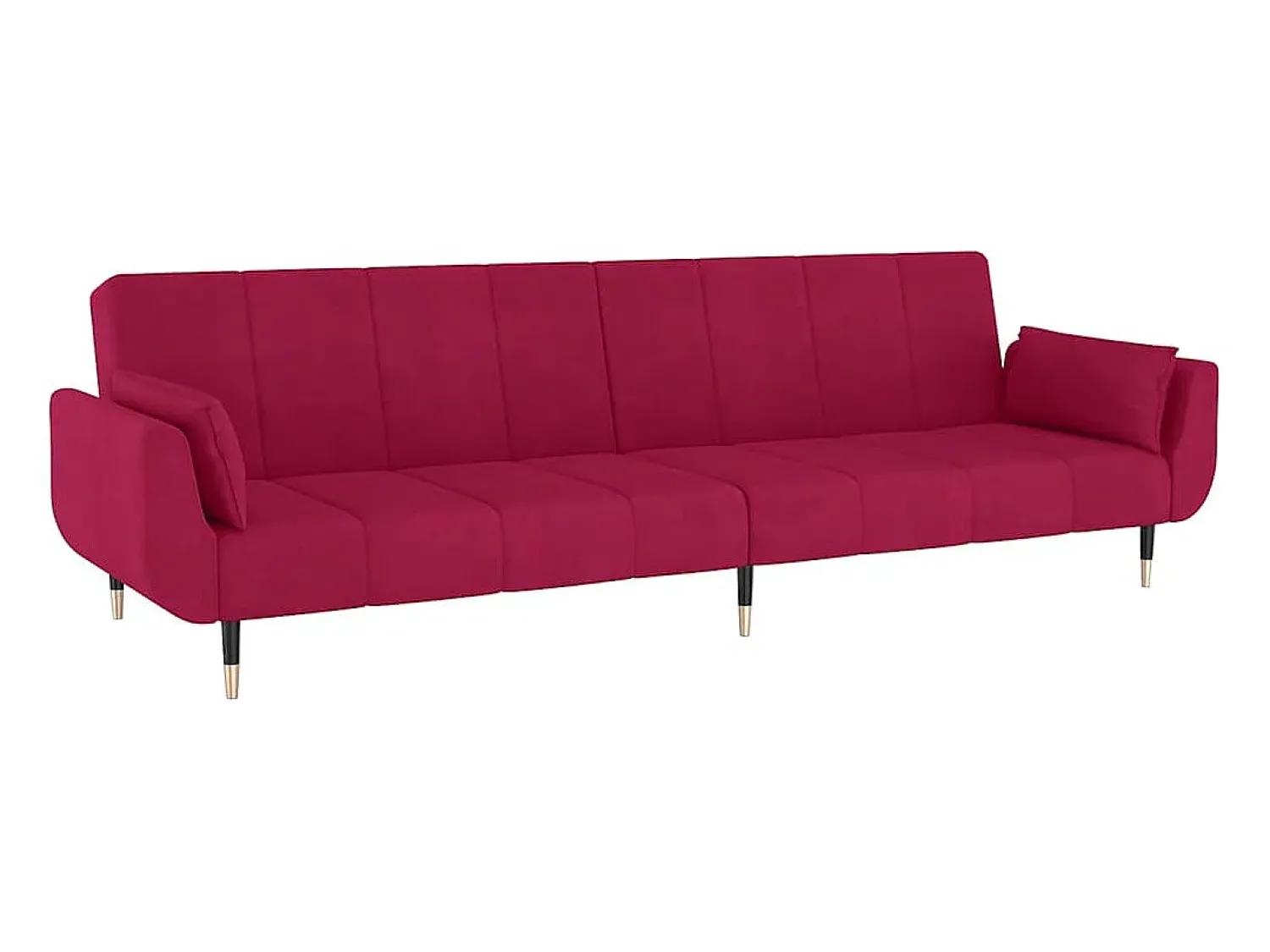 Sofá*vidaxl Sofá-cama 2 lugares com duas almofadas veludo tinto Vermelho