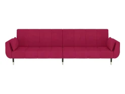 Sofá*vidaxl Sofá-cama 2 lugares com duas almofadas veludo tinto Vermelho
