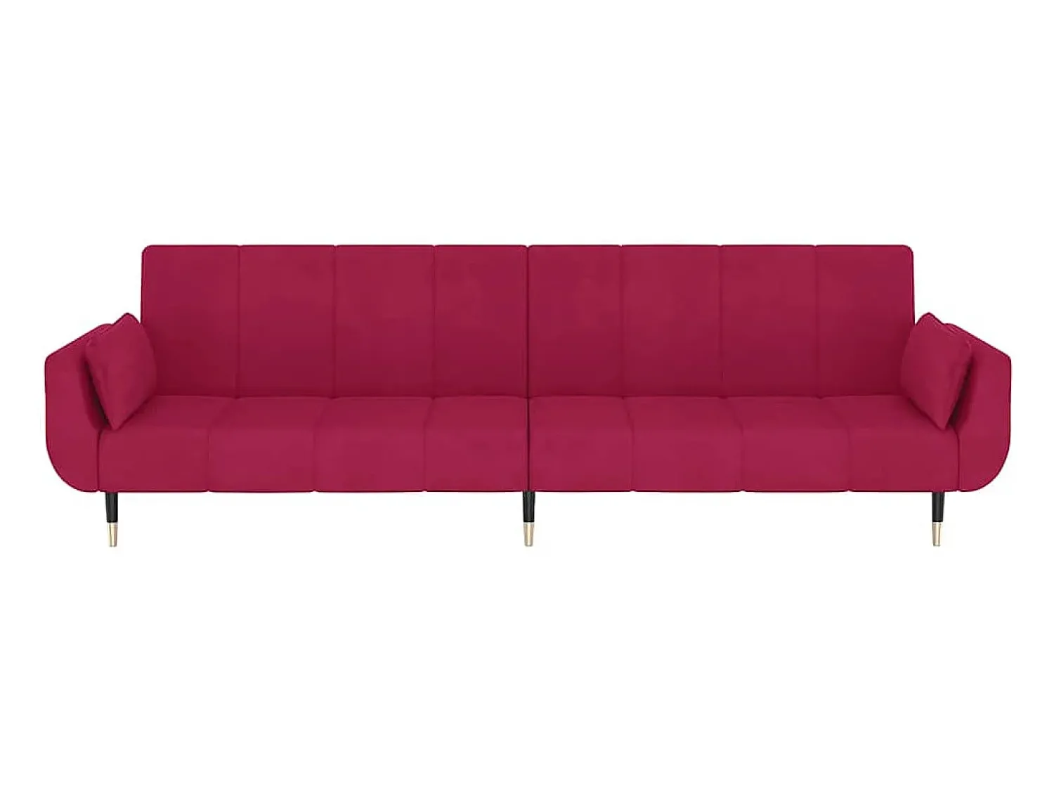 Sofá*vidaxl Sofá-cama 2 lugares com duas almofadas veludo tinto Vermelho