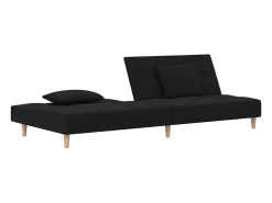 Sofá| Sofá-cama 2 lugares com duas almofadas tecido PT131886 Preto