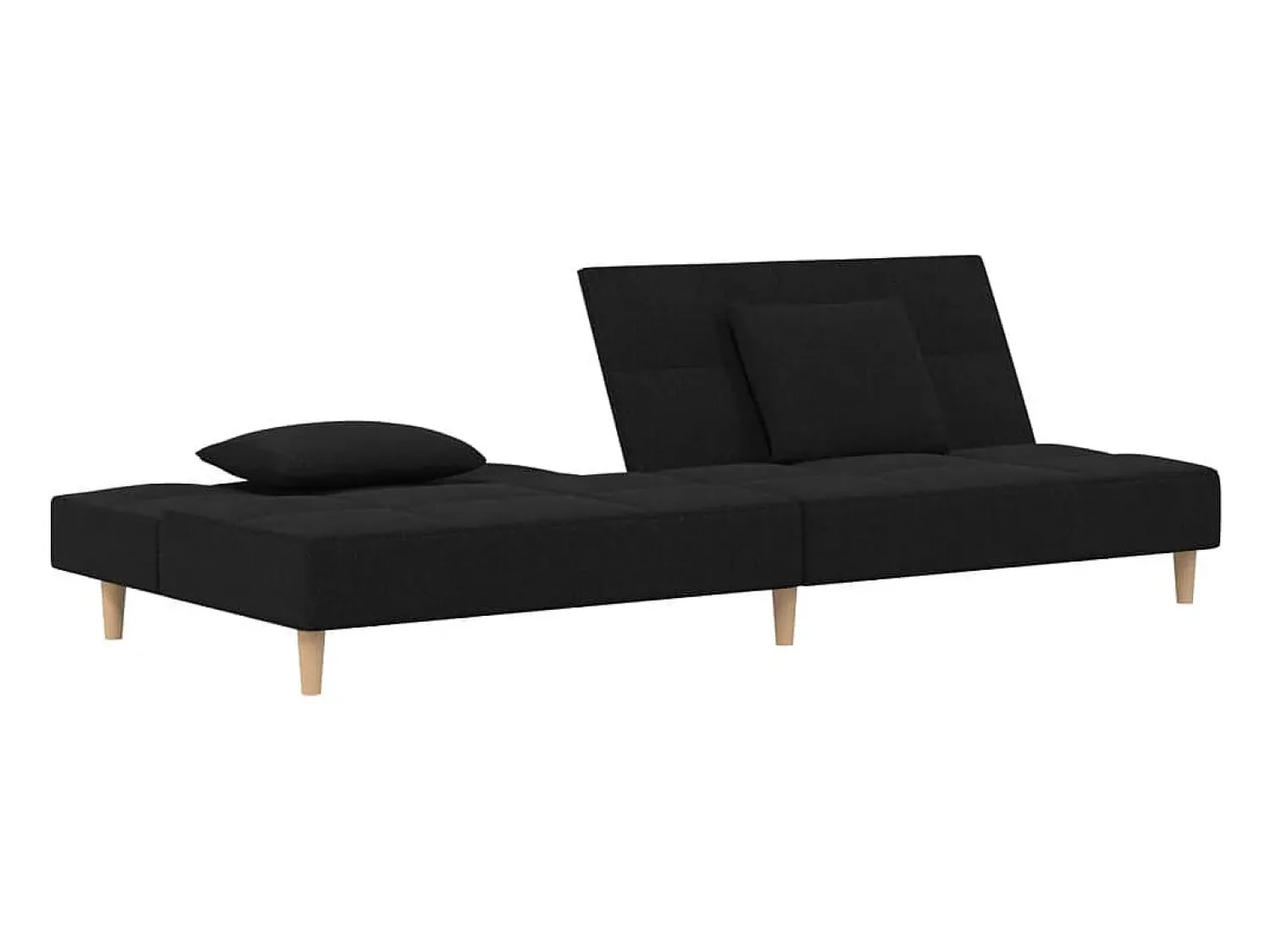 Sofá| Sofá-cama 2 lugares com duas almofadas tecido PT131886 Preto