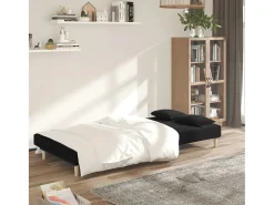 Sofá| Sofá-cama 2 lugares com duas almofadas tecido PT131886 Preto