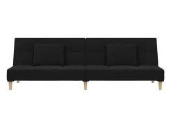 Sofá| Sofá-cama 2 lugares com duas almofadas tecido PT131886 Preto
