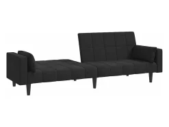 New Sofá-cama 2 lugares com duas almofadas veludo PT741415 Preto
