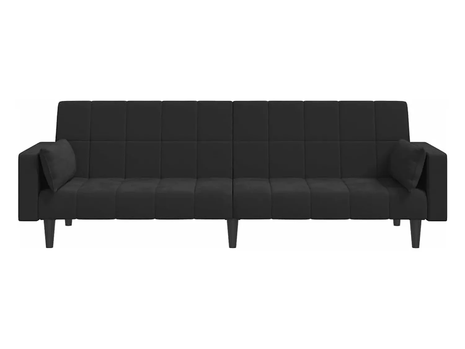 New Sofá-cama 2 lugares com duas almofadas veludo PT741415 Preto