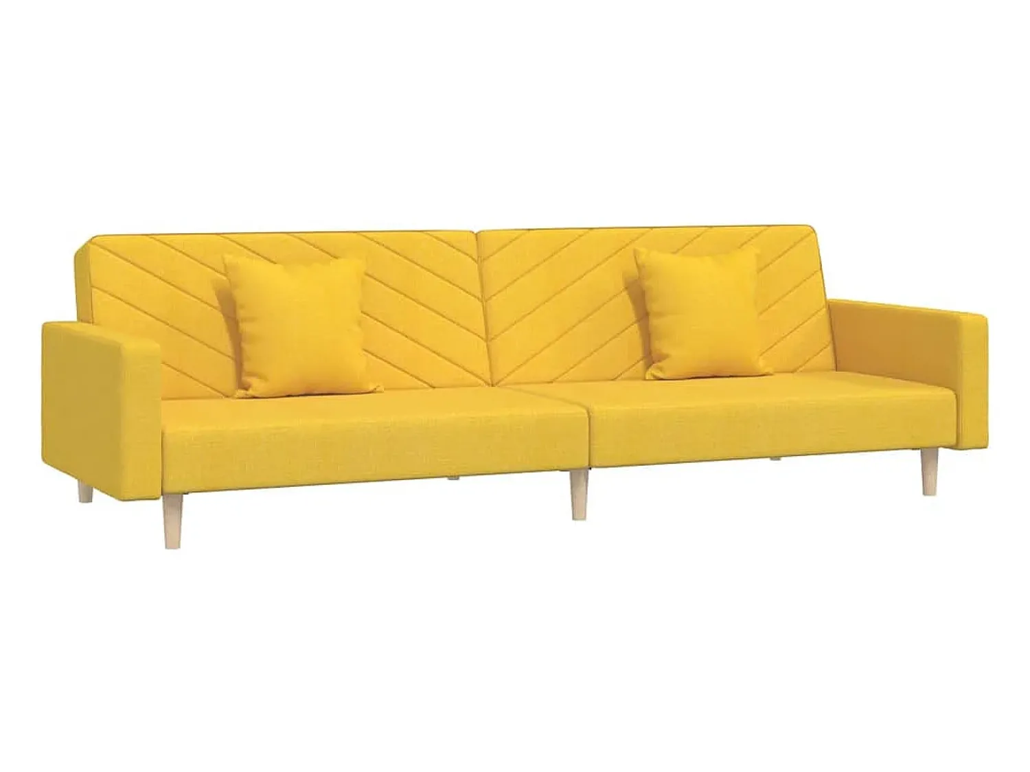 Sofá*vidaxl Sofá-cama 2 lugares com duas almofadas tecido Amarelo