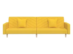 Sofá*vidaxl Sofá-cama 2 lugares com duas almofadas tecido Amarelo