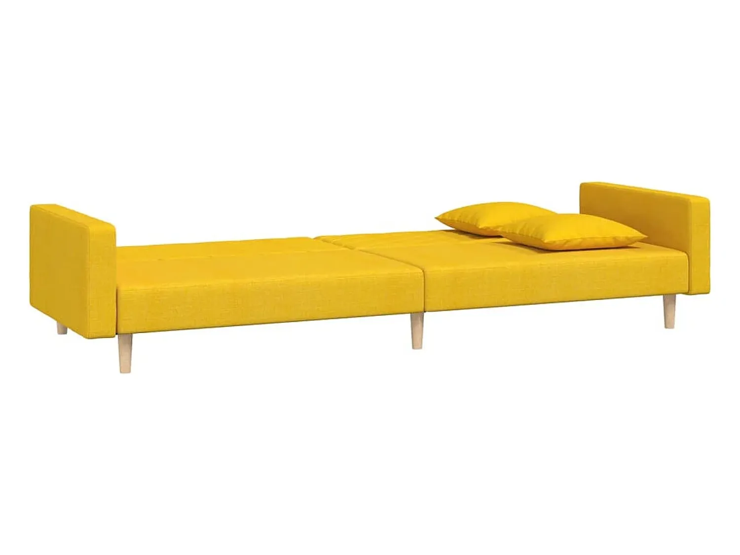 Sofá*vidaxl Sofá-cama 2 lugares com duas almofadas tecido Amarelo