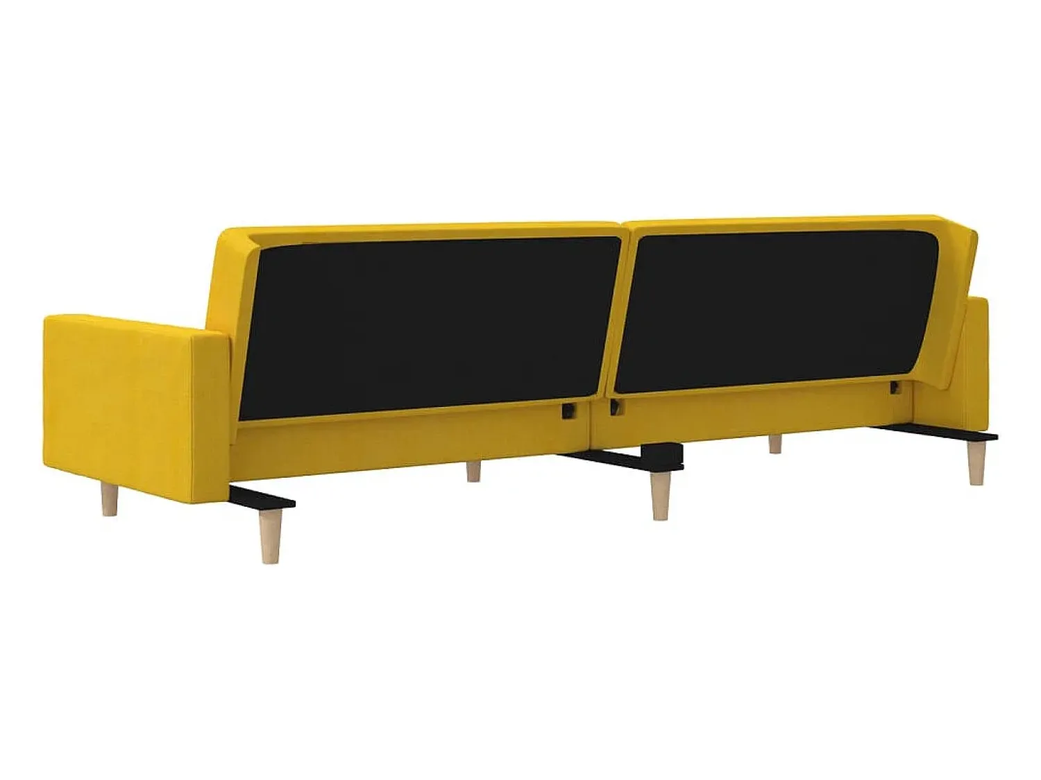 Sofá*vidaxl Sofá-cama 2 lugares com duas almofadas tecido Amarelo