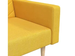 Sofá*vidaxl Sofá-cama 2 lugares com duas almofadas tecido Amarelo