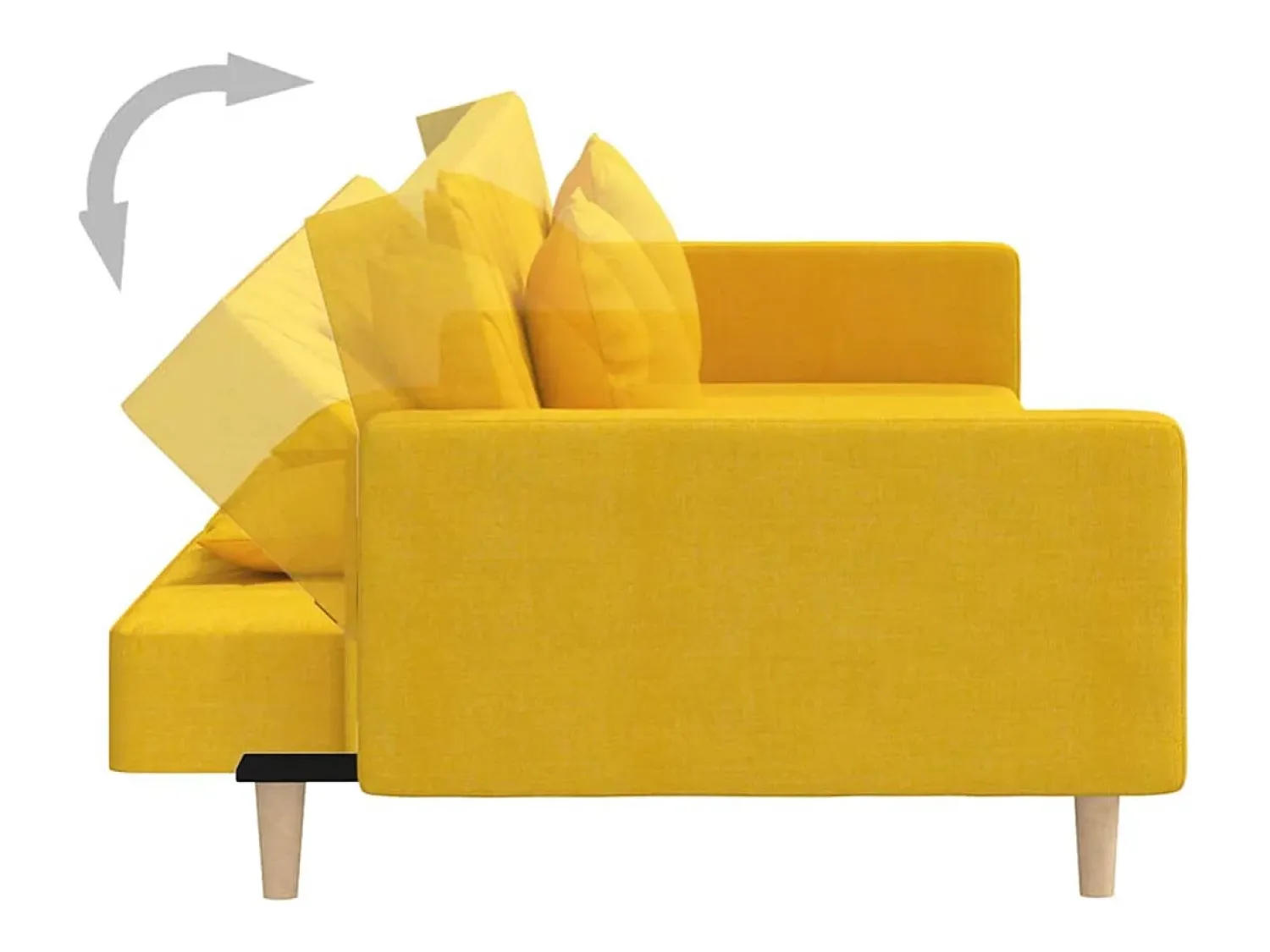 Sofá*vidaxl Sofá-cama 2 lugares com duas almofadas tecido Amarelo