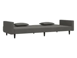 New Sofá-cama 2 lugares com duas almofadas veludo -escuro PT403461 Cinzento