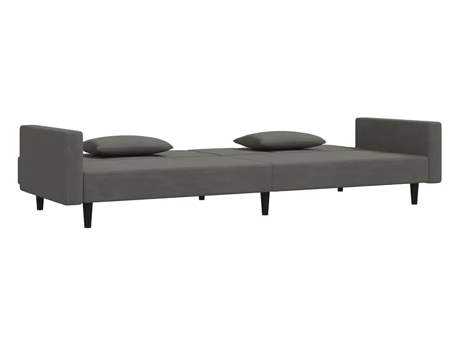 New Sofá-cama 2 lugares com duas almofadas veludo -escuro PT403461 Cinzento
