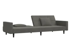 New Sofá-cama 2 lugares com duas almofadas veludo -escuro PT403461 Cinzento