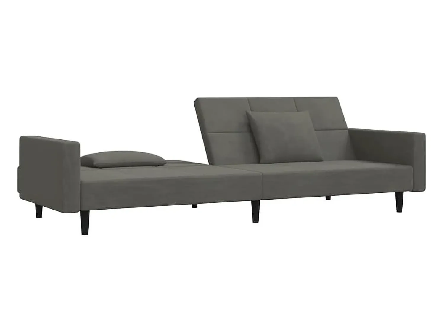 New Sofá-cama 2 lugares com duas almofadas veludo -escuro PT403461 Cinzento