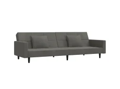New Sofá-cama 2 lugares com duas almofadas veludo -escuro PT403461 Cinzento