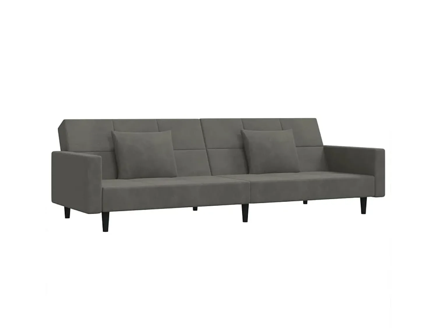 New Sofá-cama 2 lugares com duas almofadas veludo -escuro PT403461 Cinzento