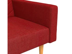 vidaxl Sofá-cama 2 lugares com duas almofadas tecido tinto Vermelho