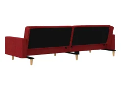 vidaxl Sofá-cama 2 lugares com duas almofadas tecido tinto Vermelho