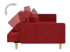 vidaxl Sofá-cama 2 lugares com duas almofadas tecido tinto Vermelho